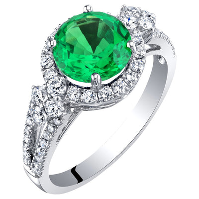 Colombian Emerald and Diamond Ring 14K White Gold 2.60 Carats Total