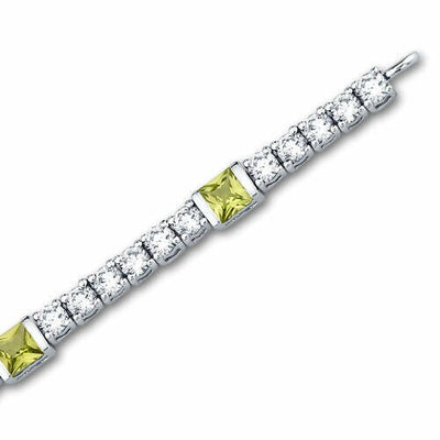 Peridot Bracelet Sterling Silver Princess Shape 2.25 Carats