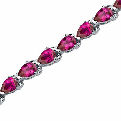 Ruby Tennis Bracelet Sterling Silver Pear Shape 9.5 Carats