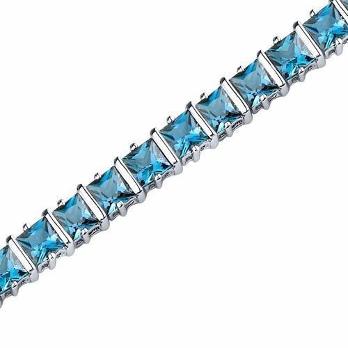 London Blue Topaz Bracelet Sterling Silver Princess 13 Carats
