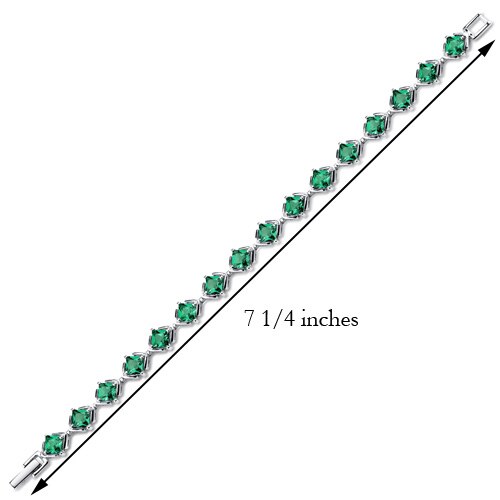 Emerald Bracelet Sterling Silver Princess Shape 7.5 Carats