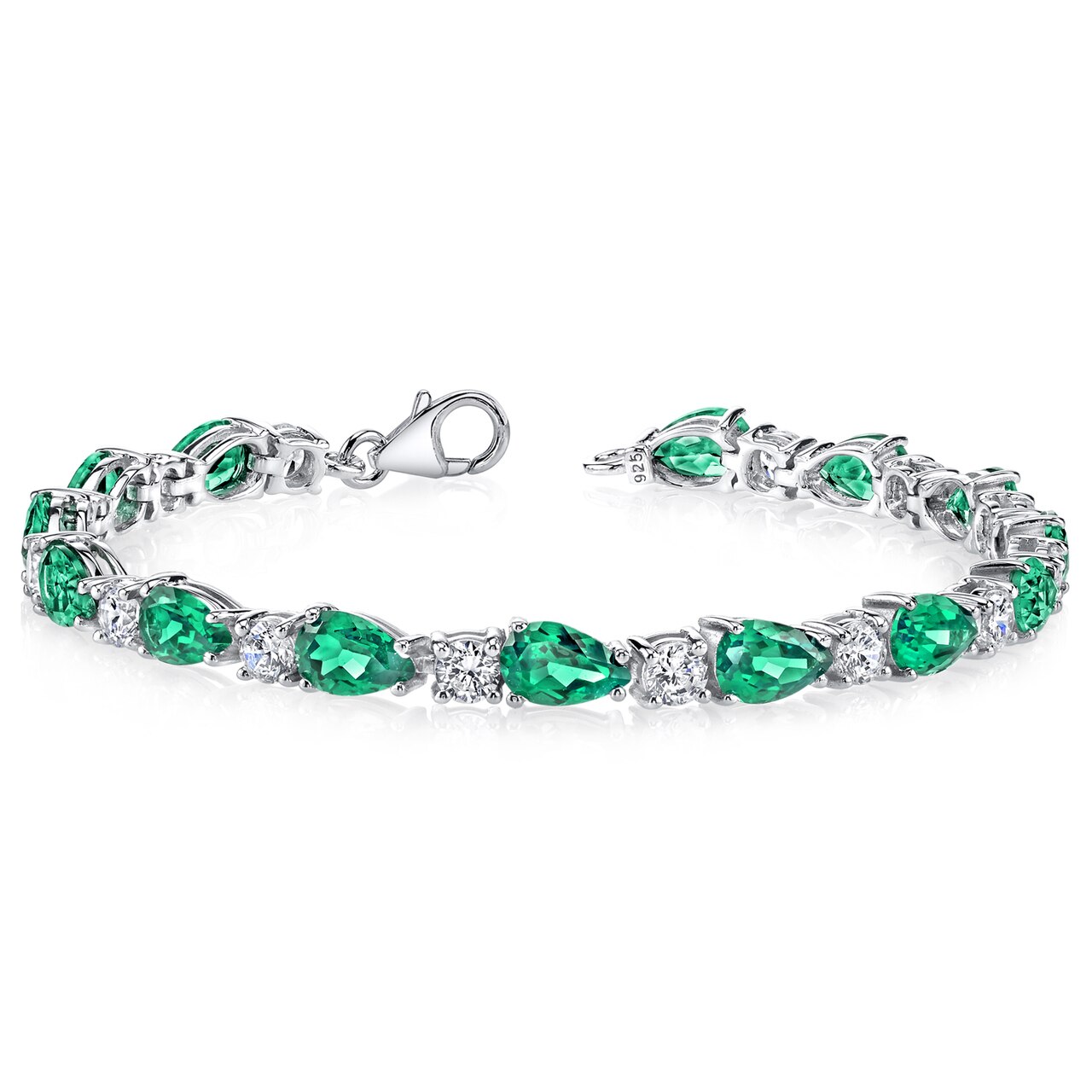 Buy EMERALD TENNIS BRACELET // 925 Sterling silver // Oval Shape Stone Bracelet // Hand Crafted // Silver Bracelet // single line bracelet