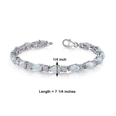 Opal Teardrop Tennis Bracelet Sterling Silver Pear Shape 10 Carats