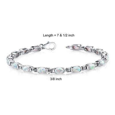 Opal Tennis Bracelet Sterling Silver Oval Cut 4.75 Carats