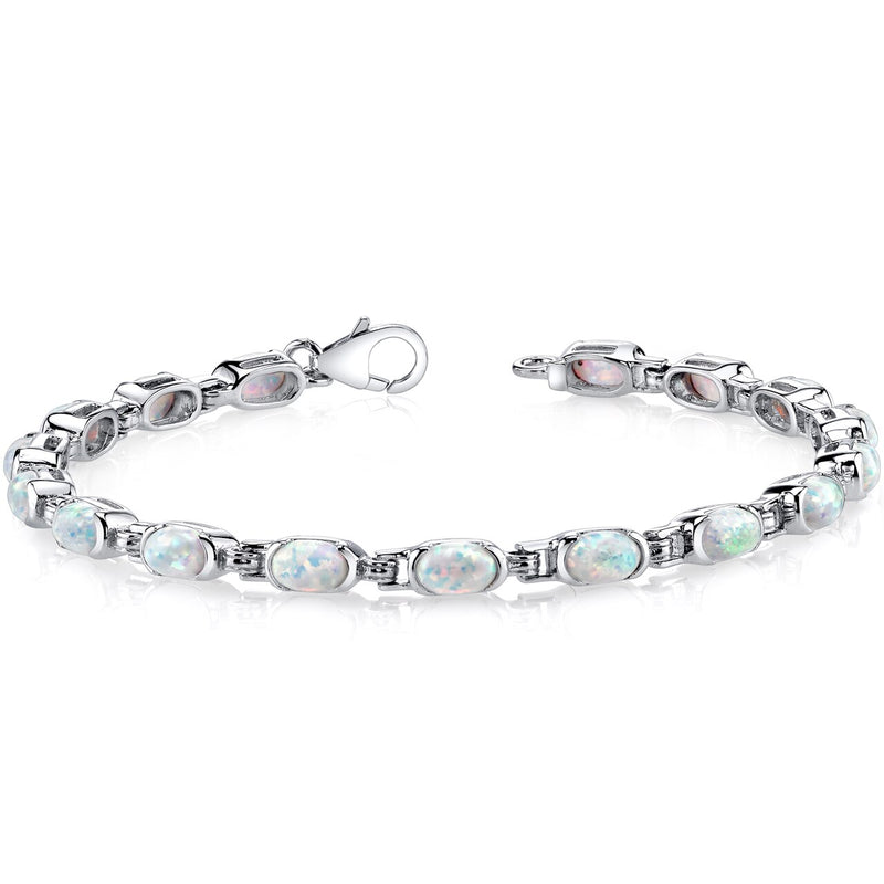 Opal Tennis Bracelet Sterling Silver Oval Cut 4.75 Carats