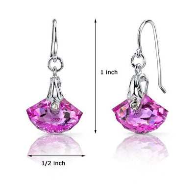 Pink Sapphire Earrings Sterling Silver Shell Cut 13 Carats