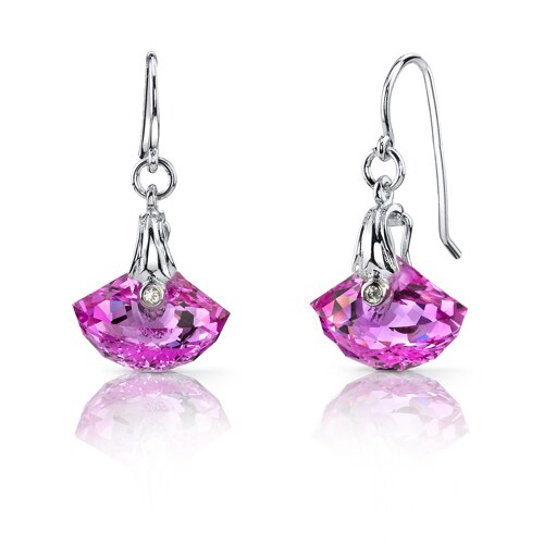 Pink Sapphire Earrings Sterling Silver Shell Cut 13 Carats