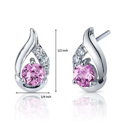 Pink Sapphire Earrings Sterling Silver Round Shape 1.5 Carats