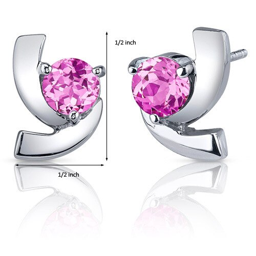 Pink Sapphire Earrings Sterling Silver Round Shape 2.5 Carats