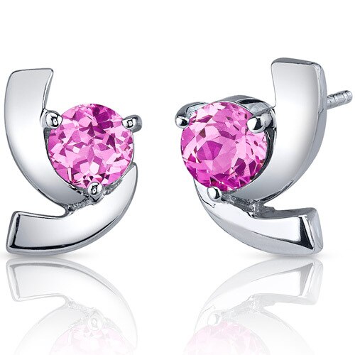 Pink Sapphire Earrings Sterling Silver Round Shape 2.5 Carats