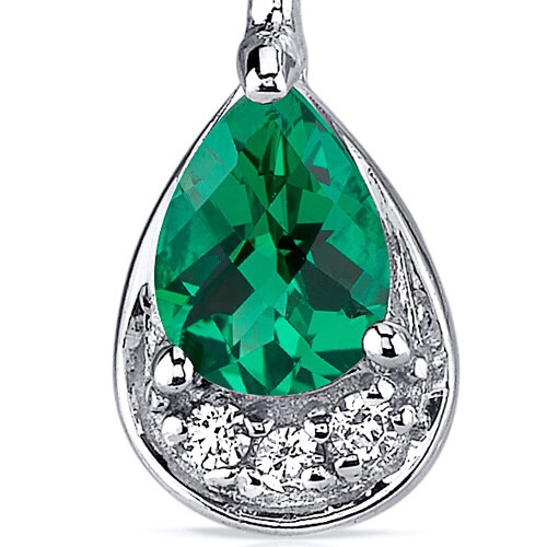 Emerald Earrings Sterling Silver Pear Shape 1 Carats