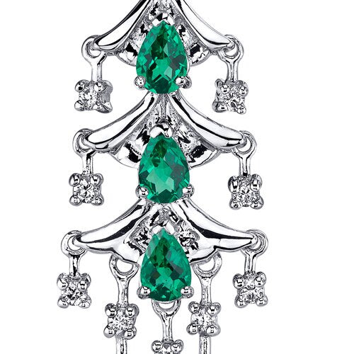Emerald Earrings Sterling Silver Pear Shape 4 Carats
