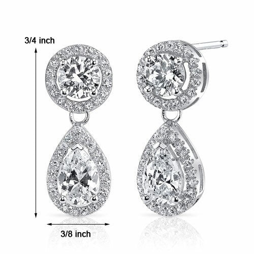 Cubic Zirconia Earrings Sterling Silver Round Shape 0.5 Carats