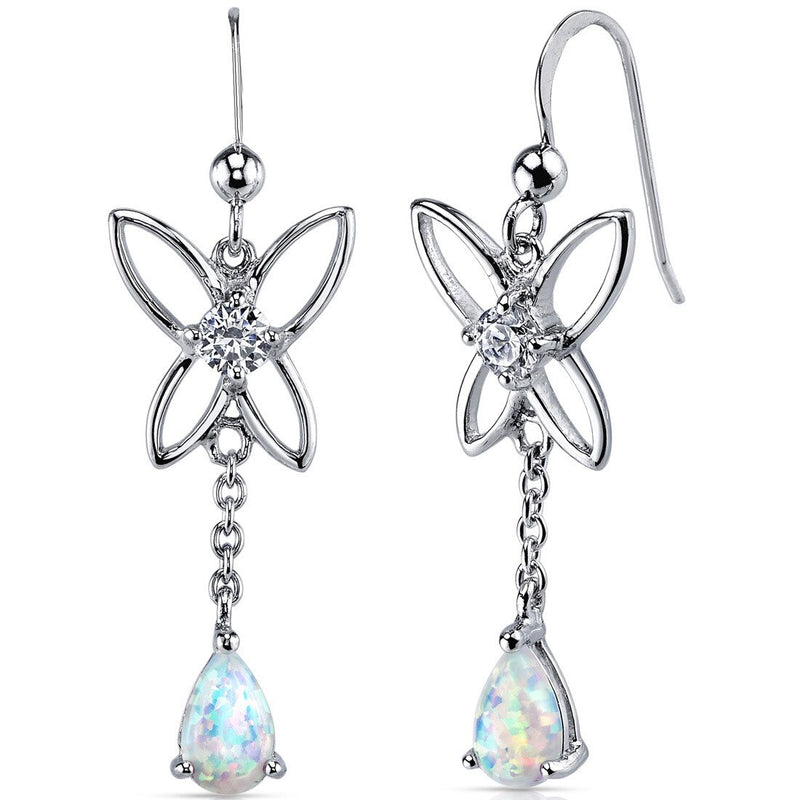 Opal Dangle Earrings Sterling Silver Pear Shape 1.50 Cts