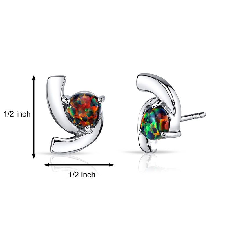 Black Opal Trinity Earrings Sterling Silver 1.25 Carats