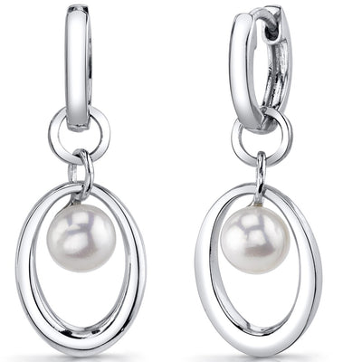 Freshwater Cultured 6mm White Pearl Angels Halo Earrings Sterling Silver