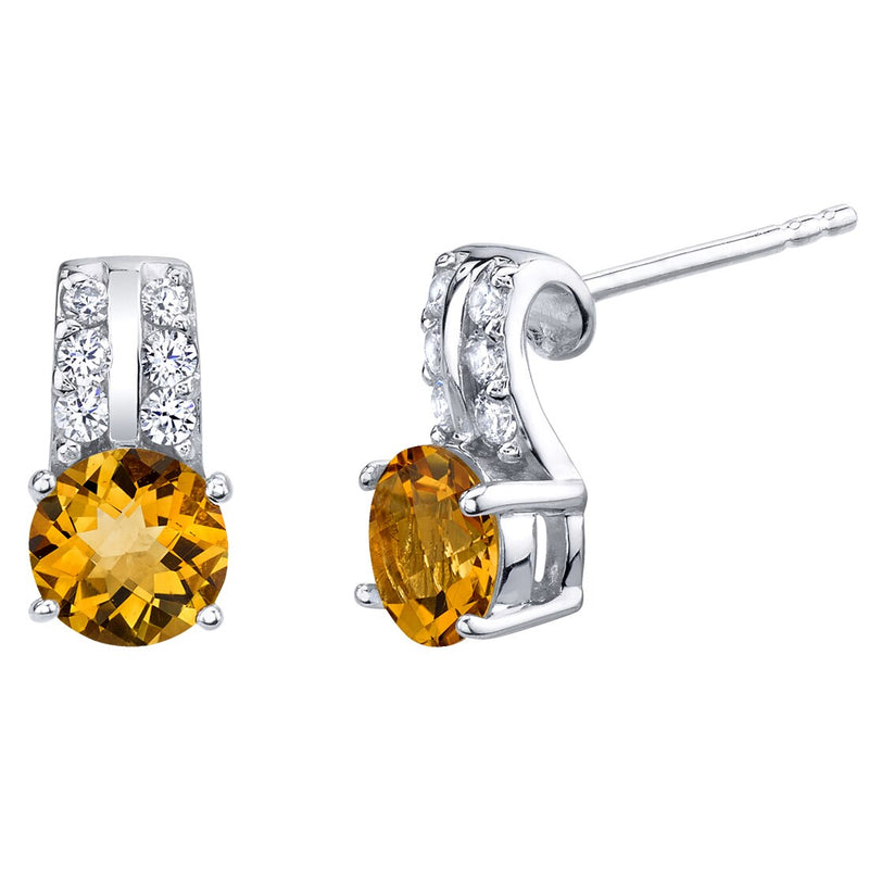 Citrine Arc Stud Earrings Sterling Silver 1.50 Carats Total