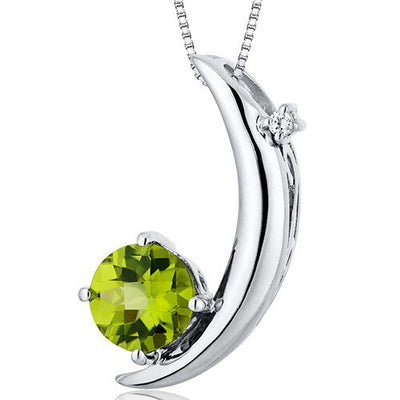 Peridot Pendant Necklace Sterling Silver Round Shape 1 Carats SP10268