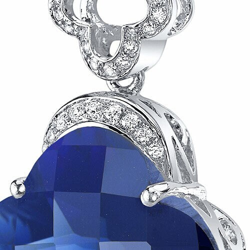 Blue Sapphire Pendant Necklace Sterling Silver Lilly 21 Carats