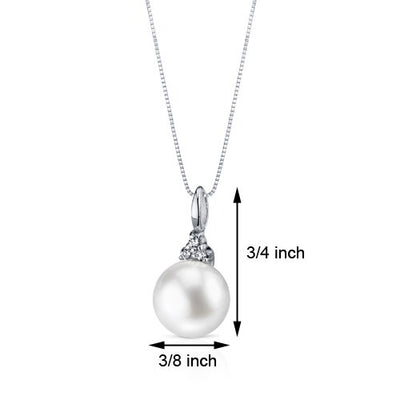 Freshwater Cultured 10mm White Pearl Pendant Necklace Sterling Silver