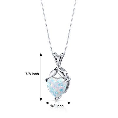 White Opal Pendant Necklace Sterling Silver Heart 2.5 Carats