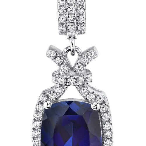 4.50 Cts Blue Sapphire Pendant Necklace Sterling Silver SP10972