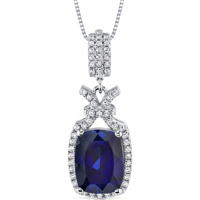 4.50 Cts Blue Sapphire Pendant Necklace Sterling Silver SP10972
