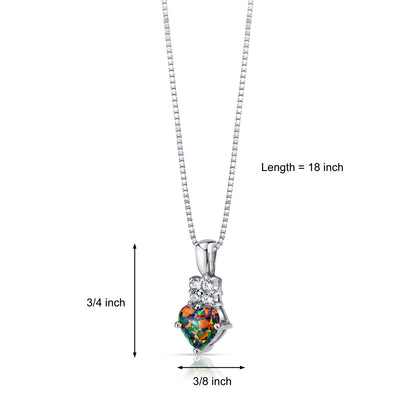 Black Opal Heartlight Pendant Necklace Sterling Silver 1.00 Carats