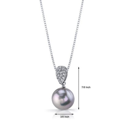 Freshwater Cultured 11.50mm Grey Pearl Twilight Pendant Necklace Sterling Silver