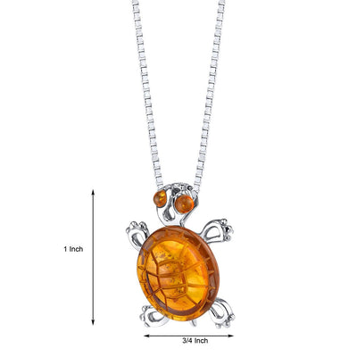 Baltic Amber Turtle Pendant Necklace Sterling Silver Multiple Color