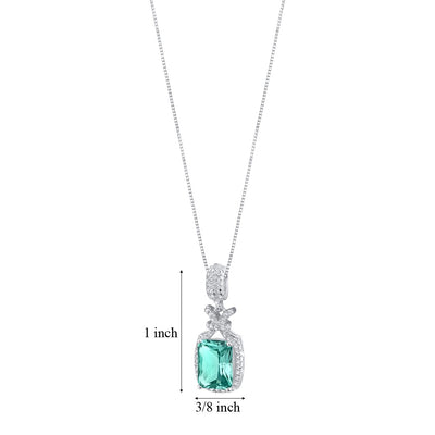 Simulated Paraiba Tourmaline Sterling Silver Glam Pendant Necklace 4 Carats