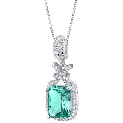 Simulated Paraiba Tourmaline Sterling Silver Glam Pendant Necklace 4 Carats