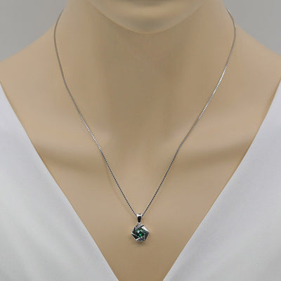 Simulated Emerald Sterling Silver Cirque Pendant Necklace