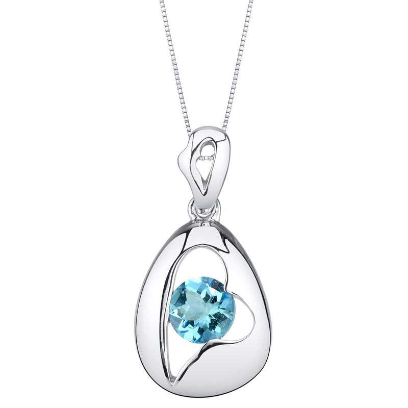 Swiss Blue Topaz Sterling Silver Minimalist Pendant Necklace