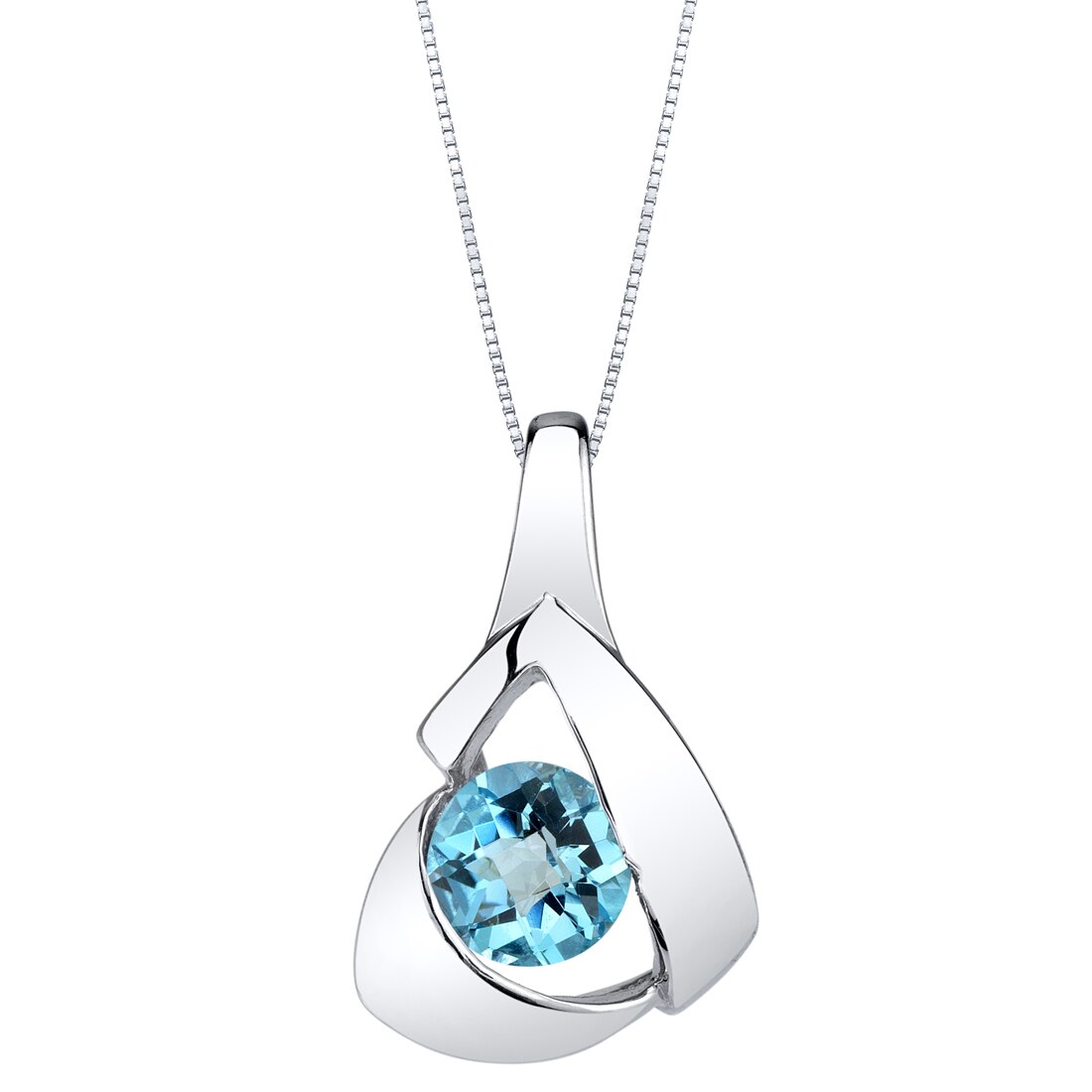 Blue Topaz Pendant 925 Solid Sterling Silver Pendant Cushion