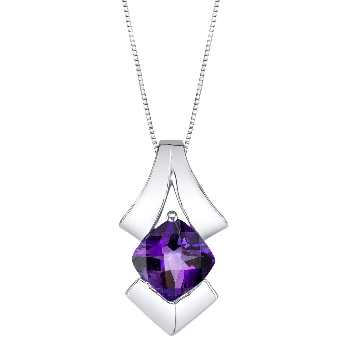 Sterling Silver Amethyst Pendant Cushion | SP11616 | Peora