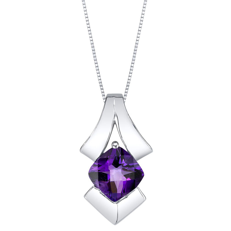 Amethyst Sterling Silver Pagoda Pendant Necklace