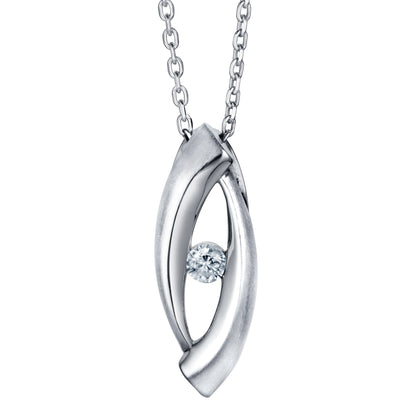 Sterling Silver Open Marquise Pendant, Adjustable Chain