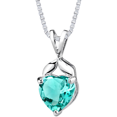 Heart Shape Paraiba Tourmaline Pendant Necklace Sterling Silver 2.25 Carats