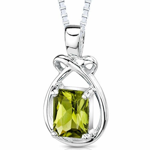 Elegant Sterling hot Silver .925 Green Peridot Necklace with diamonds