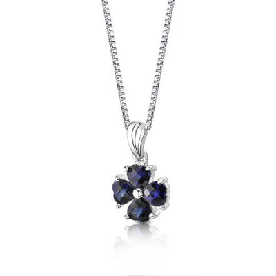 Blue Sapphire Pendant Necklace Sterling Silver Heart 2 Carats