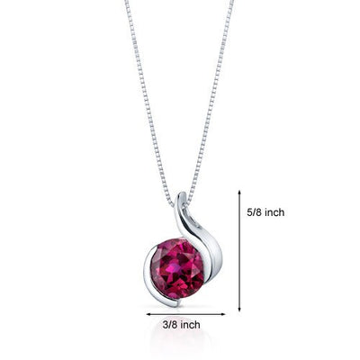 Ruby Pendant Necklace Sterling Silver Round Shape 2.75 Carats