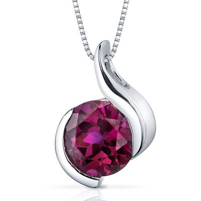 Ruby Pendant Necklace Sterling Silver Round Shape 2.75 Carats