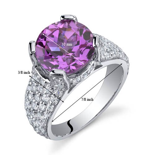 Pink Sapphire Ring Sterling Silver Round Shape 5 Carats