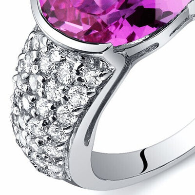 Pink Sapphire Ring Sterling Silver Oval Shape 6.25 Carats
