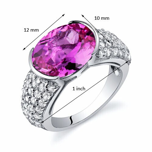 Pink Sapphire Ring Sterling Silver Oval Shape 6.25 Carats