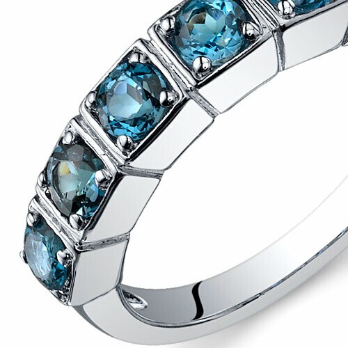 London Blue Topaz Ring Sterling Silver Round Shape 1.75 Carats