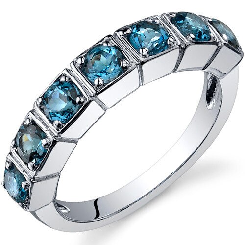 London Blue Topaz Ring Sterling Silver Round Shape 1.75 Carats