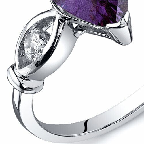 Alexandrite Ring Sterling Silver Pear Shape 1.75 Carats