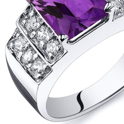 Amethyst Ring Sterling Silver Radiant Shape 2 Carats
